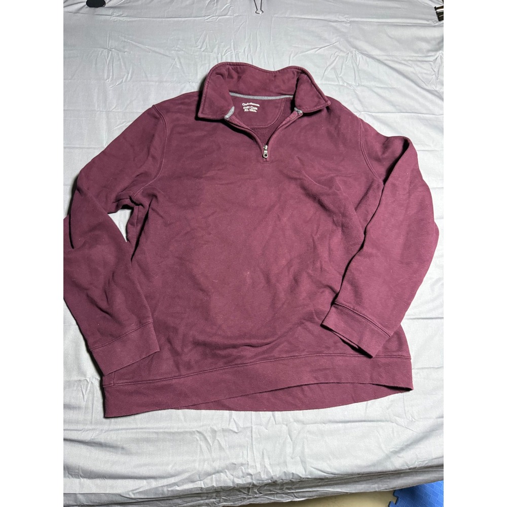 Croft & Barrow Quarter Zip Sweatshirt Mens XL Burgundy Good Easy Care Fleece